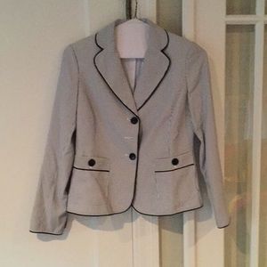 Blue and white seersucker suit